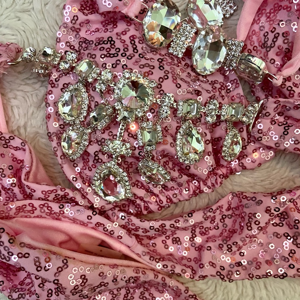 Bikini Crush Swimwear Competition Bikini - New - Pink Sequins & Crystal 👙💎